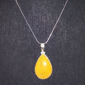 🔥 2/$20 Teardrop Yellow Opal Dendrite Pendant